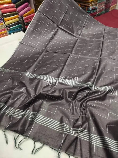 Kota Viscose Silk Saree with Dupion Silk Zig-Zag Weaving – Elegant Lightweight Designer Saree